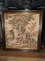 Antiek ingelijste Franse Tapestry-Gobelin wandkleed 79x76, Ophalen