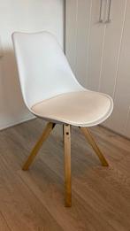 Bureaustoel wit met hout look, Huis en Inrichting, Ophalen, Zo goed als nieuw, Wit
