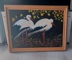 Schilderij met ooievaarspaartje, gesigneerd door T. Vos., Antiek en Kunst, Ophalen of Verzenden