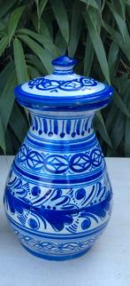 Antieke blauwe porseleinen pot met deksel, Blauw, Aardewerk of Porselein, Ophalen of Verzenden, Zo goed als nieuw