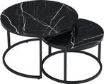 Salontafel Rond Zwart Marmer Print 70ø &50ø, Huis en Inrichting, Tafels | Salontafels, 50 tot 100 cm, Rond, Nieuw, Modern