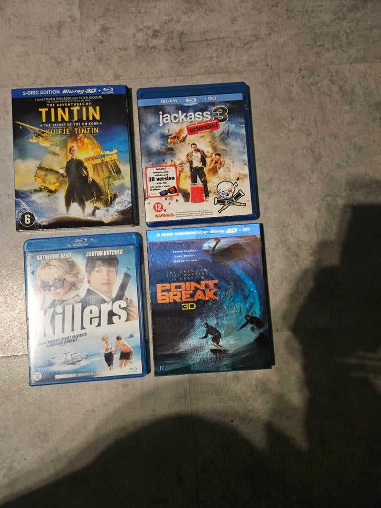 Blu-ray 3D Films - Tintin, Jackass, Killers, Point Break, Boxset, Actie, Ophalen of Verzenden, Zo goed als nieuw