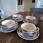 4 Kop en Schotels  Old Blue 9 bij 6 cm groot, Antiek en Kunst, Ophalen of Verzenden