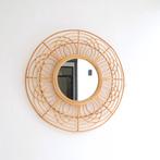 Spiegel-Groot-Rotan-Rond-Boho-Wand-Bloem-Naturel-H50-B42-, Nieuw, Ophalen of Verzenden, Minder dan 100 cm, Rechthoekig