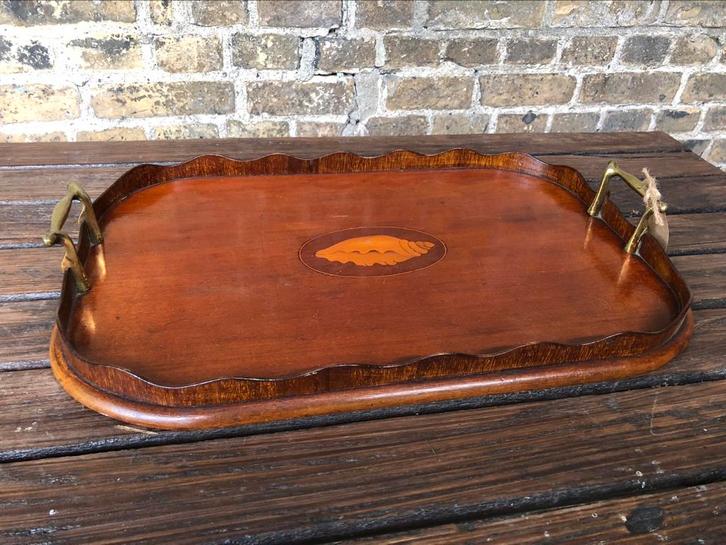 Mahonie dienblad met inlegwerk, engeland ca 1900, Antiek en Kunst, Antiek | Woonaccessoires, Ophalen of Verzenden