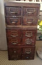 Antieke archief ladekast bestaande uit 3 losse ladeblokken, Antiek en Kunst, Ophalen