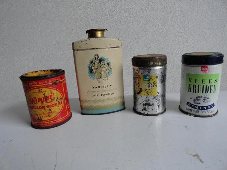 Blikjes, busjes, antiek kruiden en talkpoeder Yardley, Edah, Verzamelen, Blikken, Gebruikt, Overige, Ophalen of Verzenden