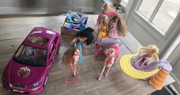 Barbie Poppen Set. Rijtuig met paarden; Auto en Zwembad. beschikbaar voor biedingen