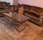 Eettafel, salontafel + 4 stoelen, Gebruikt, 150 tot 200 cm, Eettafel, salontafel Rixos zilver sleeper wood, Minder dan 50 cm