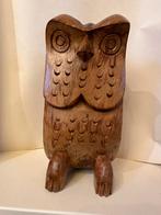 Massief houten handgesneden uil., Antiek en Kunst, Kunst | Beelden en Houtsnijwerken, Ophalen of Verzenden