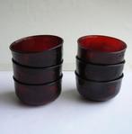 6 retro vintage schaaltjes Arcoroc sierra ruby robijn rood, Kom(men), Glas, Overige stijlen, Gebruikt