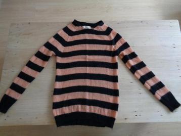 Nieuwe kid mohair trui Rika (deens) zwart zalm streep S beschikbaar voor biedingen