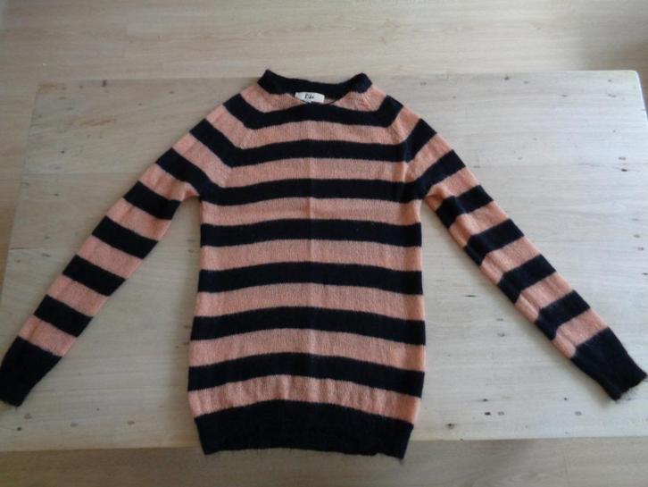 Nieuwe kid mohair trui Rika (deens) zwart zalm streep S, Kleding | Dames, Truien en Vesten, Nieuw, Maat 36 (S), Overige kleuren