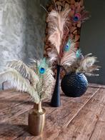 3 vazen met pauwveren, Huis en Inrichting, Woonaccessoires | Vazen, Ophalen, Kunststof, Overige kleuren, Zo goed als nieuw