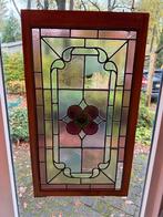 Twee glas-in-loodpanelen met houten frame, Doe-het-zelf en Verbouw, Glas en Ramen, Ophalen, Gevelraam of Ruit, Gebruikt, Minder dan 80 cm
