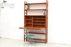 Zelfstaand Wandsysteem Secretaire Vintage Design Teak Jaren, Ophalen, Gebruikt, Minder dan 150 cm, Met klep(pen)