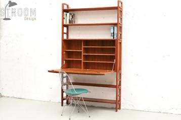 Zelfstaand Wandsysteem Secretaire Vintage Design Teak Jaren beschikbaar voor biedingen