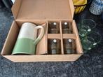 Kan met 8 glazen postcodeloterij groen nieuw, Ophalen, Glas of Glazen, Nieuw, Glas