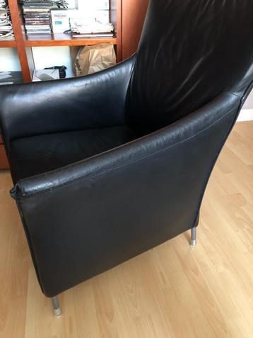 Fauteuil zwart leer chromen pootjes, geen schade beschikbaar voor biedingen