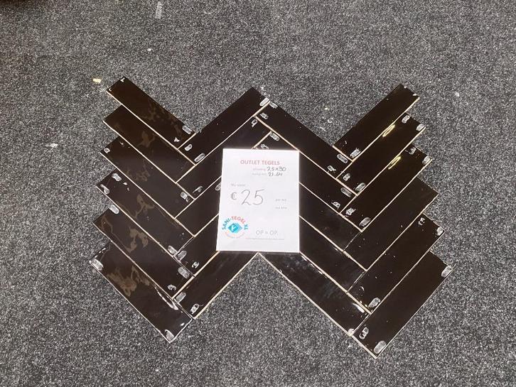 Restpartij tegel outlet zwarte tegel tegels 7.5 x 30 cm, Doe-het-zelf en Verbouw, Tegels, Nieuw, Wandtegels, Keramiek, 20 tot 40 cm