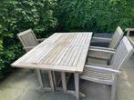Tuintafel met 3 stoelen hout, Ophalen, Gebruikt, Rechthoekig, Hout