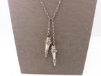 Zilveren jasseron collier met breipendoppen              Z36, Sieraden, Tassen en Uiterlijk, Kettingen, Gebruikt, ., Ophalen of Verzenden