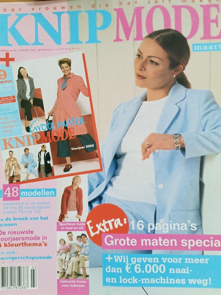 Knipmode maart 2002 met extra bijlage grote maten, Hobby en Vrije tijd, Kledingpatronen, Zo goed als nieuw, Vrouw, Knipmode, Ophalen of Verzenden