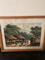 Aquarel dorpsgezicht Bali gesigneerd Rony, Antiek en Kunst, Kunst | Schilderijen | Klassiek, Ophalen of Verzenden