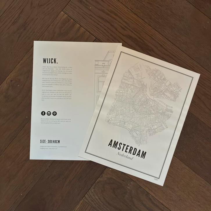Wijck poster Amsterdam, Huis en Inrichting, Woonaccessoires | Schilderijen, Tekeningen en Foto's, Gebruikt, Foto of Poster, Minder dan 50 cm