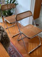 Zeldzame Vintage Plia Cane klapstoel door Giancarlo Piretti, Huis en Inrichting, Stoelen, Twee, Gebruikt, Ophalen