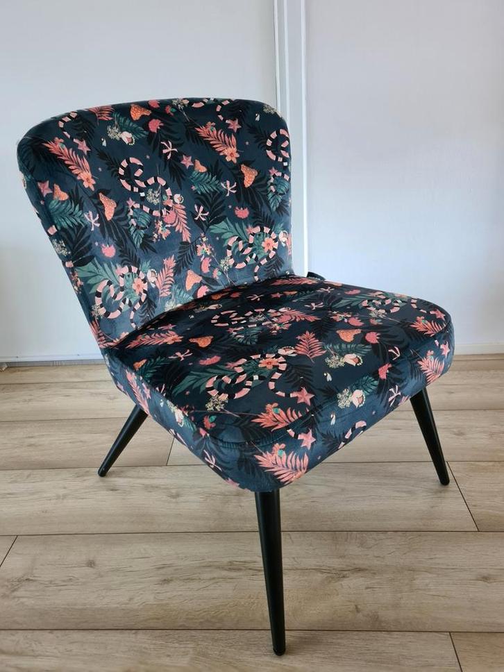 Woood fauteuil fleur velvet stof print, Huis en Inrichting, Fauteuils, Zo goed als nieuw, Ophalen