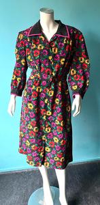 Vintage originele jaren 80 jurk zwart/gebloemd maat 46, Kleding | Dames, Verzenden, Vintage, Gedragen, Jurk