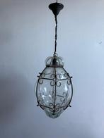 venetiaanse hanglamp smeedijzeren en glas, Huis en Inrichting, Lampen | Hanglampen, Ophalen, Glas, Minder dan 50 cm