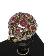 Robijn roosdiamanten antieke 14k gouden ring dames zilver, Sieraden, Tassen en Uiterlijk, Antieke sieraden, Ophalen of Verzenden