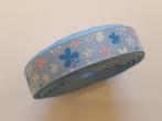 Geweven lint - blauw met gekleurde vlinders 18mm #2667, Nieuw, Ophalen of Verzenden, Lint, Band of Elastiek