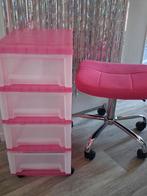 Roze make-up stoel + ladekast op wielen, Huis en Inrichting, Kasten | Ladekasten, Ophalen