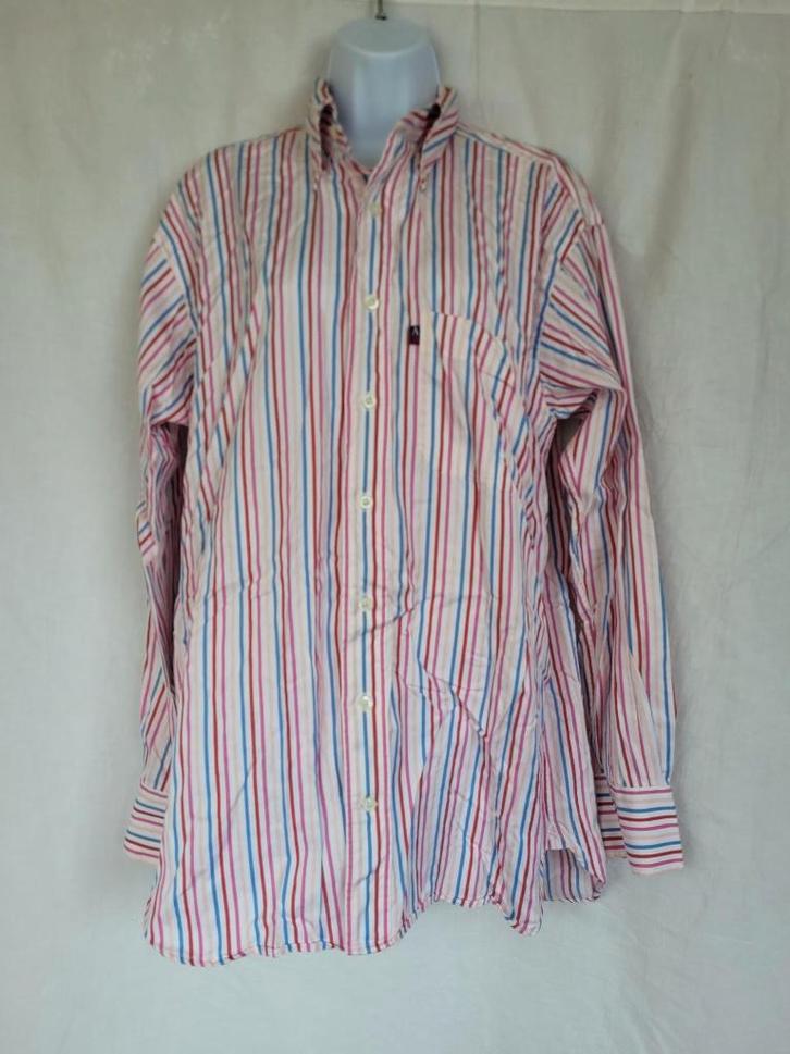 Vrolijk gestreept overhemd mt L merk Arrow, Kleding | Heren, Overhemden, Zo goed als nieuw, Halswijdte 41/42 (L), Wit, Ophalen of Verzenden