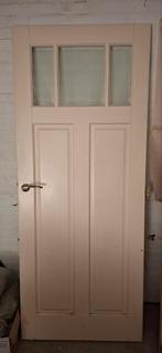 Binnendeur stomp houten deur met glas, Ophalen, Gebruikt, 80 tot 100 cm, Binnendeur