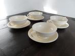 WEDGWOOD EDME 4 soepkommen met oren en schotels, Ophalen of Verzenden, Zo goed als nieuw, Kom(men), Wedgwood