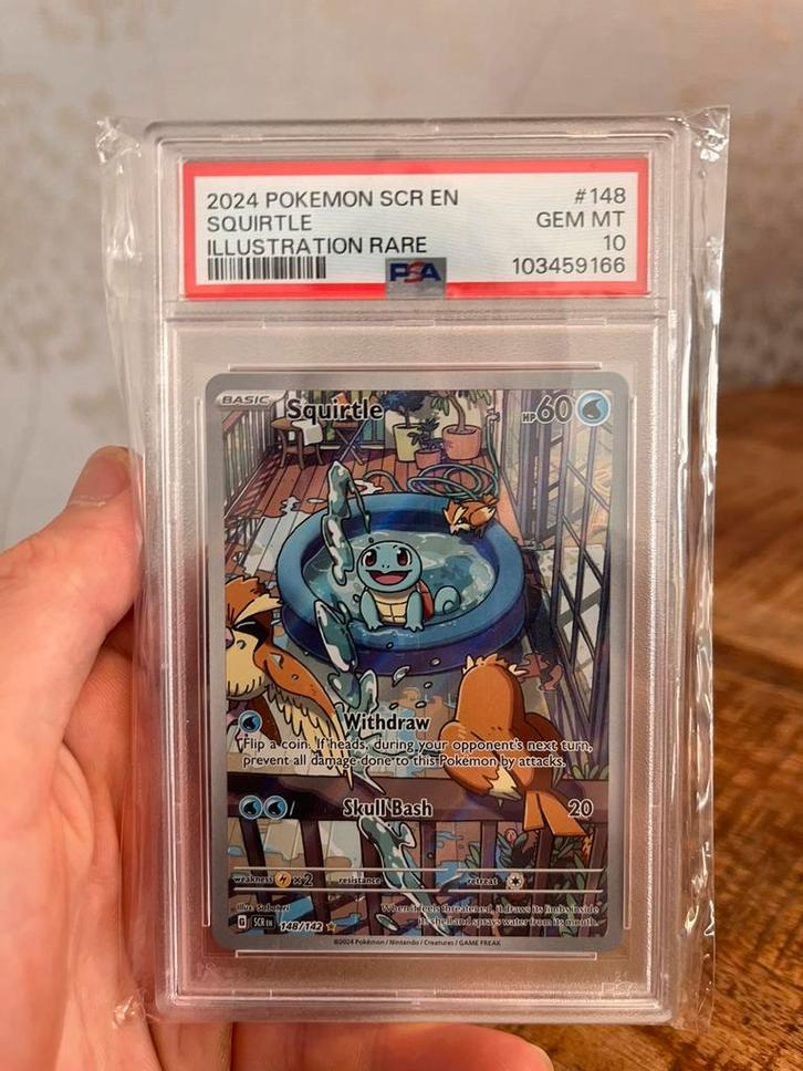 Pokemon TCG - Squirtle #148 PSA 10 (Stellar Crown), Hobby en Vrije tijd, Verzamelkaartspellen | Pokémon, Nieuw, Losse kaart, Foil