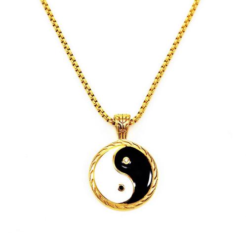 Yin Yang Symbol Verguld RVS Jasseron ketting Dames Heren, Sieraden, Tassen en Uiterlijk, Kettingen, Nieuw, Overige materialen