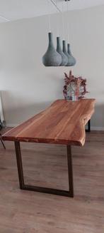 Houten Boomstam Eettafel - Massief Teakhout 240x90-95 cm, Huis en Inrichting, Tafels | Eettafels, Ophalen, Teakhout, 200 cm of meer