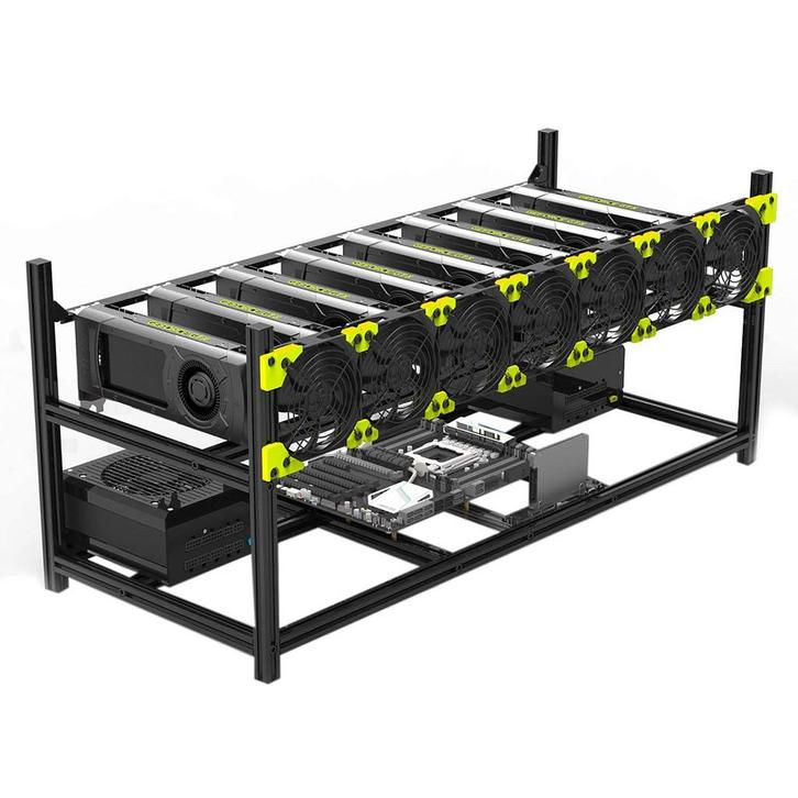 Veddha FS-09 Mining Rig Frame – 8 GPU – 2 Stuks – Aluminium, Hobby en Vrije tijd, Elektronica-componenten, Nieuw, Ophalen