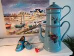 Blauwe Franse koffiepot met fraai bloemmotief, Ophalen of Verzenden