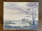 Aquarel Wijk en Aalburg 39,5x50cm AP van den Berk 2012, Ophalen of Verzenden