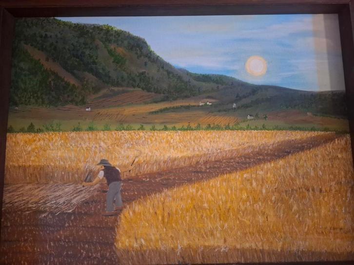 Deckers – Oude zomerse sfeer – groot schilderij op hout, Antiek en Kunst, Kunst | Schilderijen | Klassiek, Ophalen of Verzenden