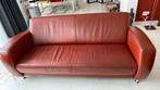 Bank 2,5 zits rood leer, Ophalen, 250 tot 300 cm, Gebruikt, Driepersoons