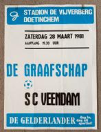 Voetbal Affiche De GRAAFSCHAP  SC VEENDAM  28-03-1981 UNIEK, Ophalen of Verzenden, Gebruikt, Poster, Plaatje of Sticker