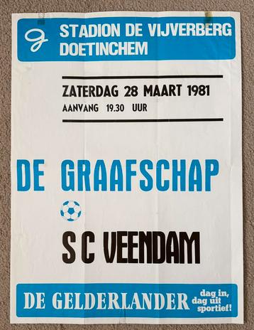 Voetbal Affiche De GRAAFSCHAP  SC VEENDAM  28-03-1981 UNIEK beschikbaar voor biedingen