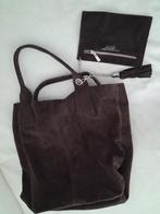 donkerbruin suede shopper., Ophalen of Verzenden, Zo goed als nieuw, Bruin, Shopper